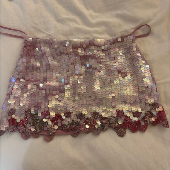MICHI Dresses & Skirts - Pink Sequin Mini Skirt with butterfly Hem
